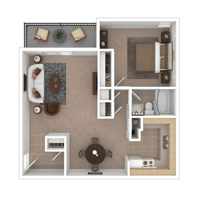 One Bedroom Apartment Floor Plan Image